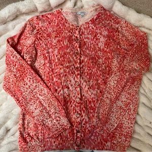 Isaac Mizrahi orange/white cotton buttoned cardigan sweater. ❣️